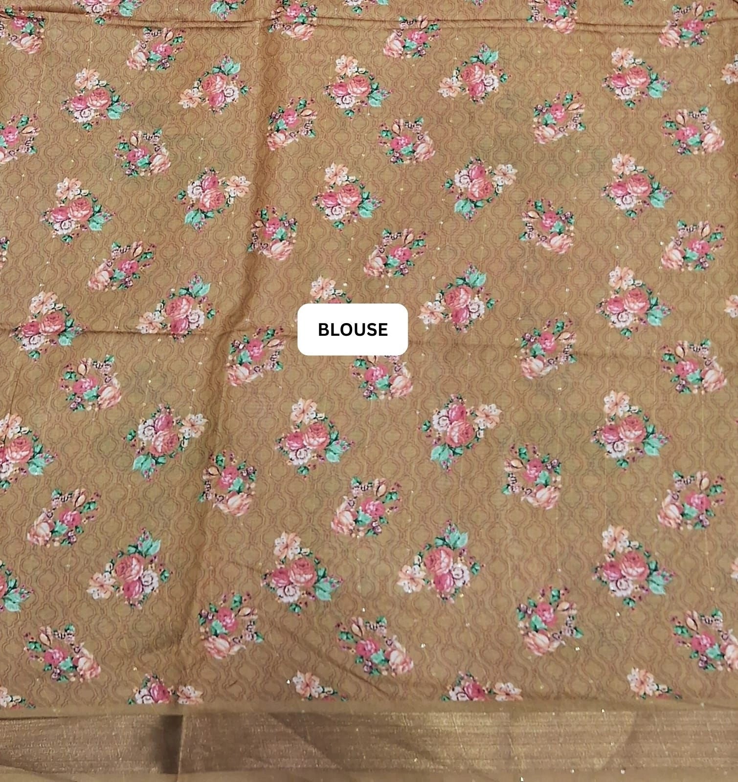 Elegant Beige Pure Semi Tussar Silk Saree blouse