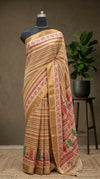 Elegant Beige Pure Semi Tussar Silk Saree