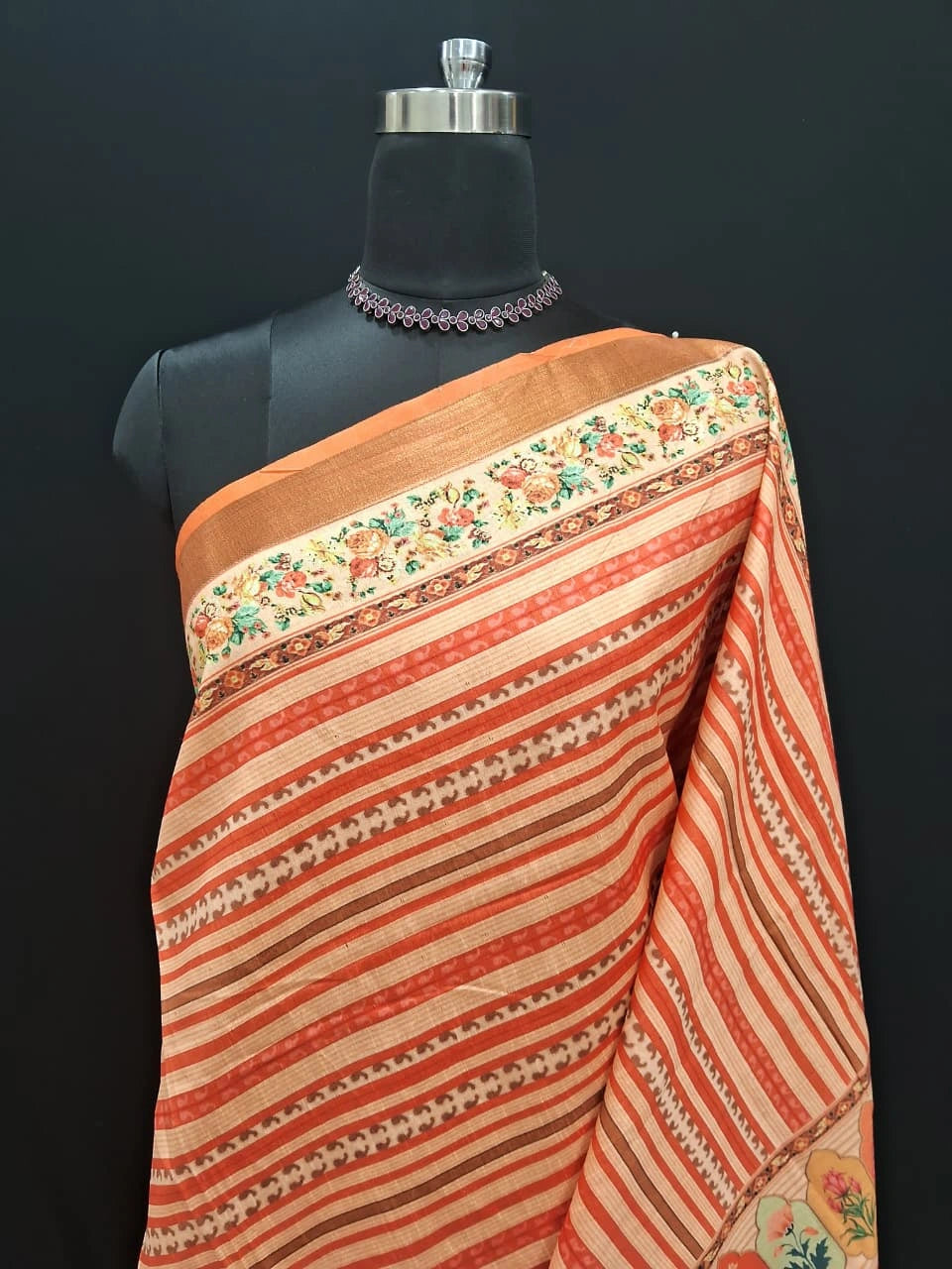 Peach Semi Tussar Saree 