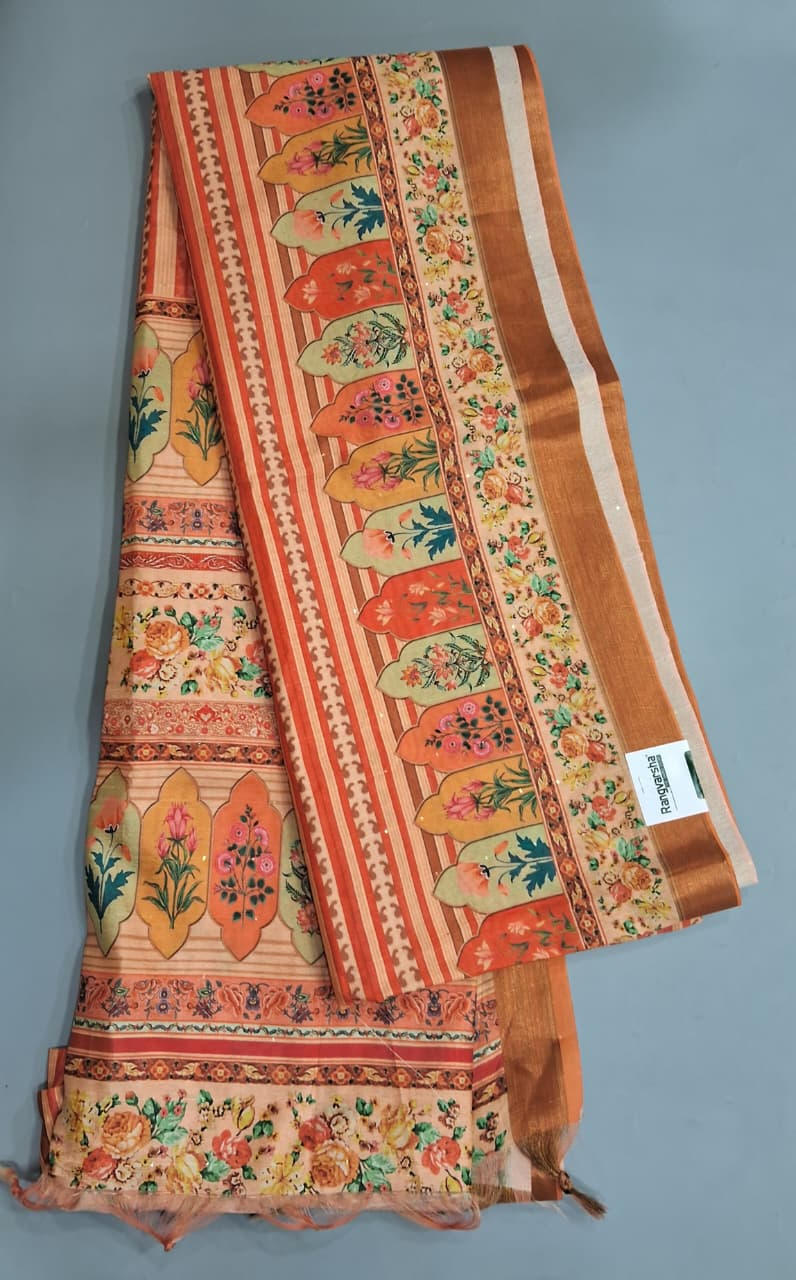 Peach Semi Tussar Saree 