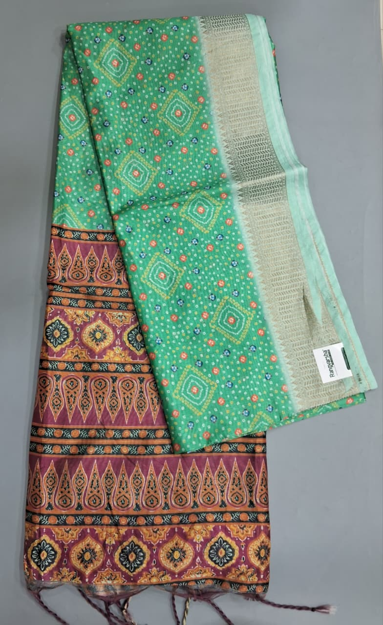 Sea Green Semi Tussar Saree 