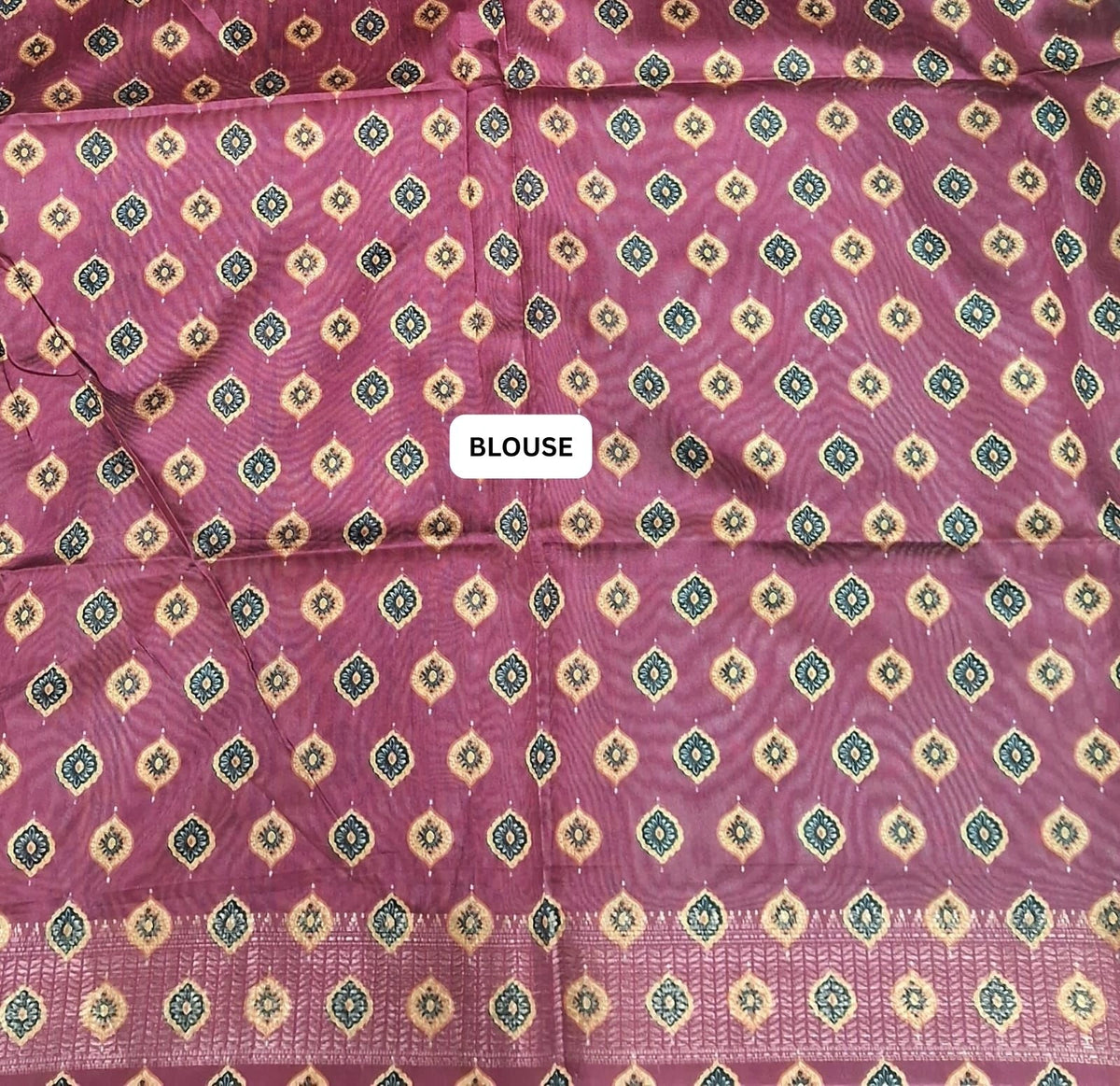 Sea Green Semi Tussar Saree blouse