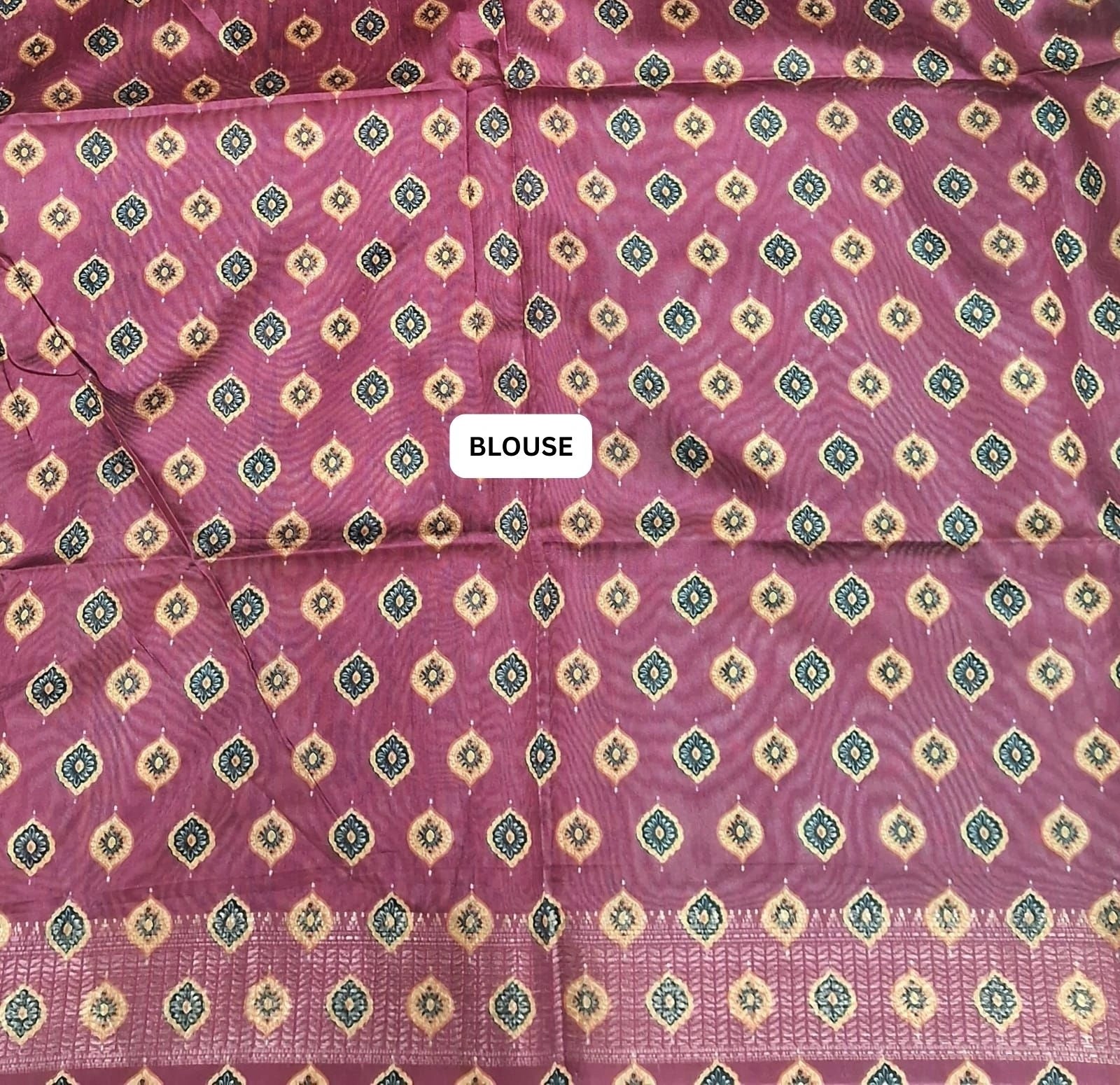 Sea Green Semi Tussar Saree blouse