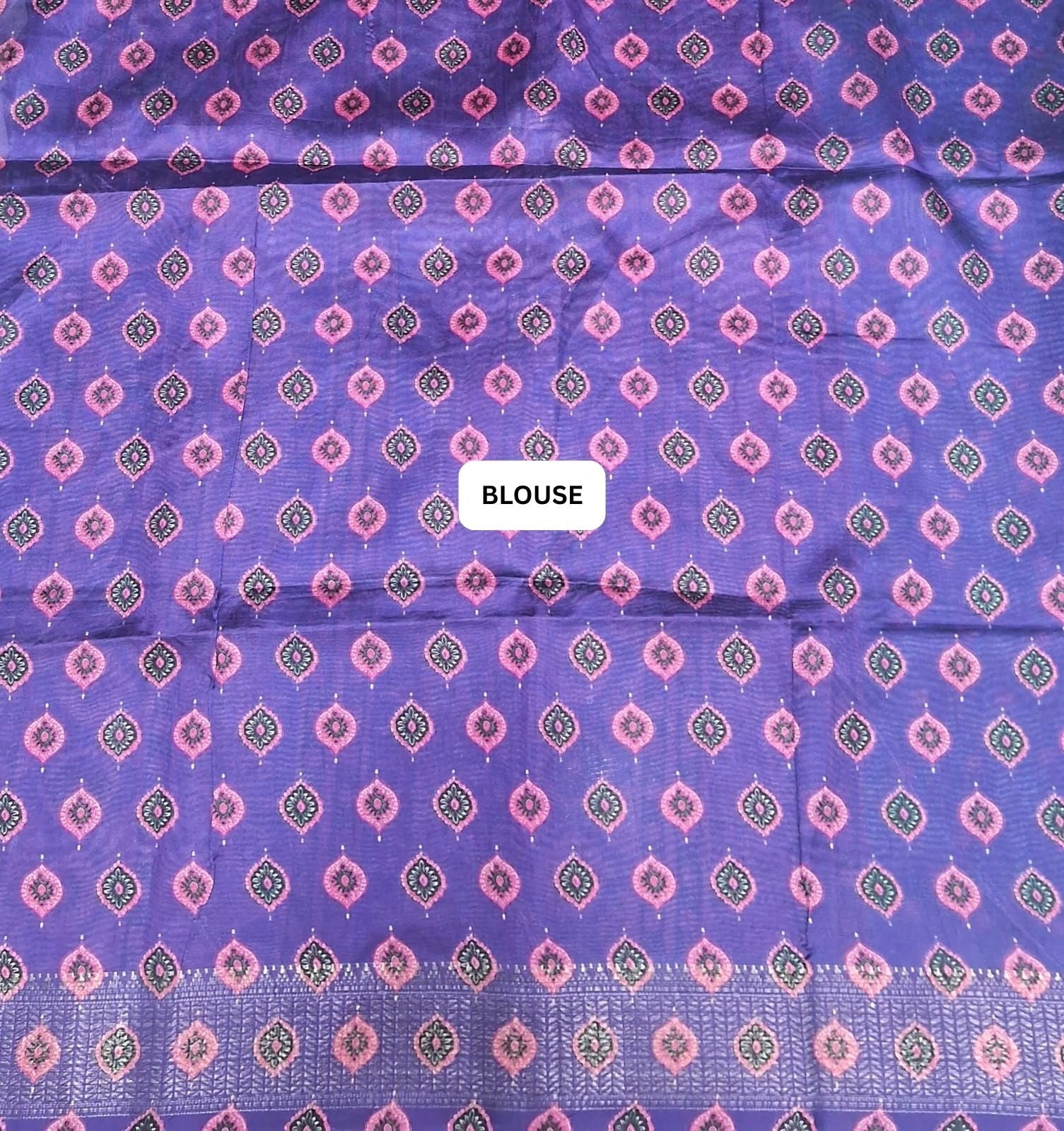 Traditional Sky Blue Semi Tussar Saree BLOUSE