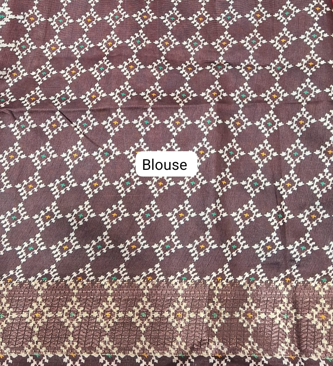 Dark Pink Semi Tussar Saree Blouse