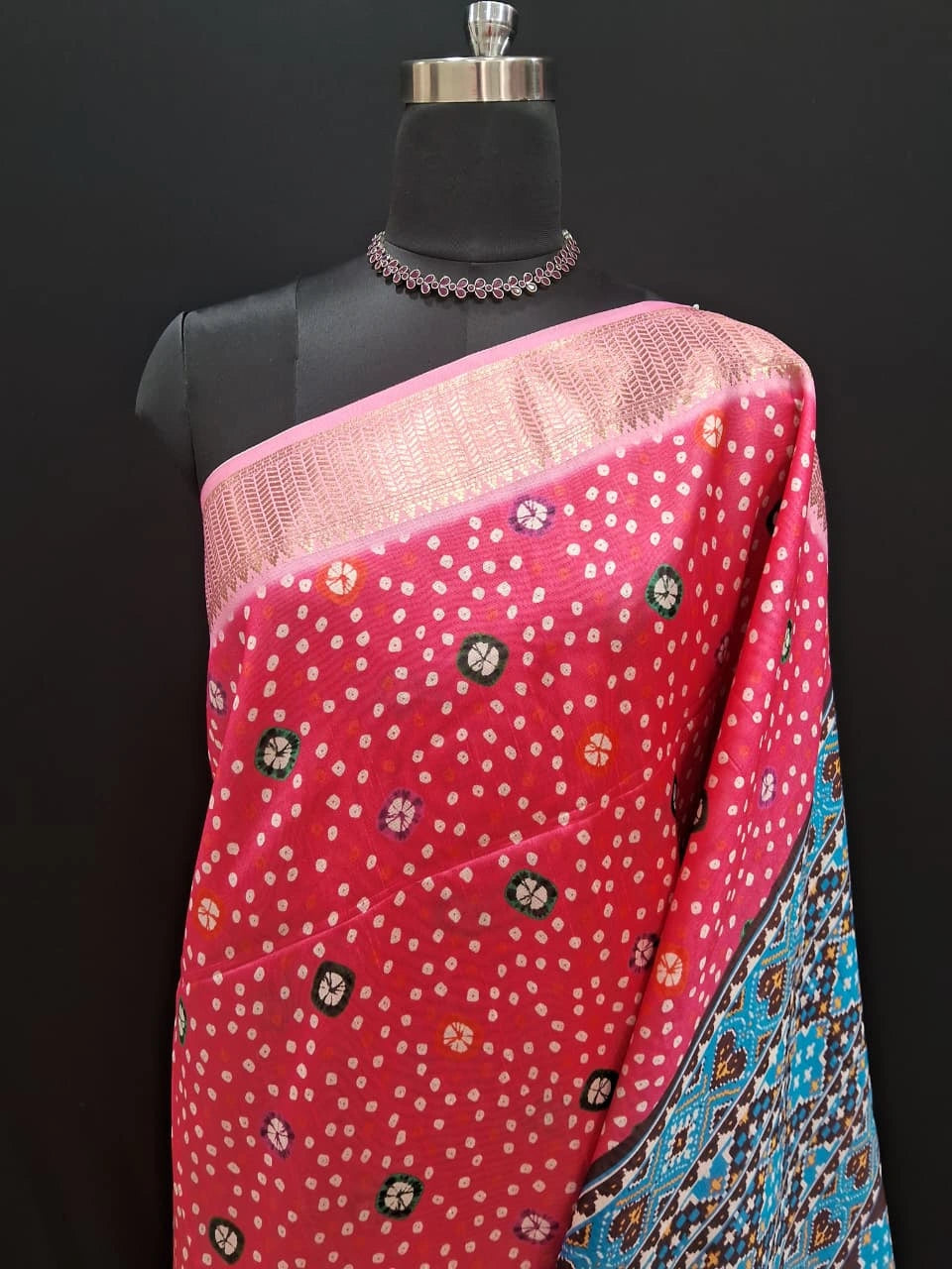 Dark Pink Semi Tussar Saree 