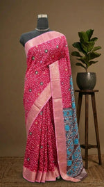 Dark Pink Semi Tussar Saree