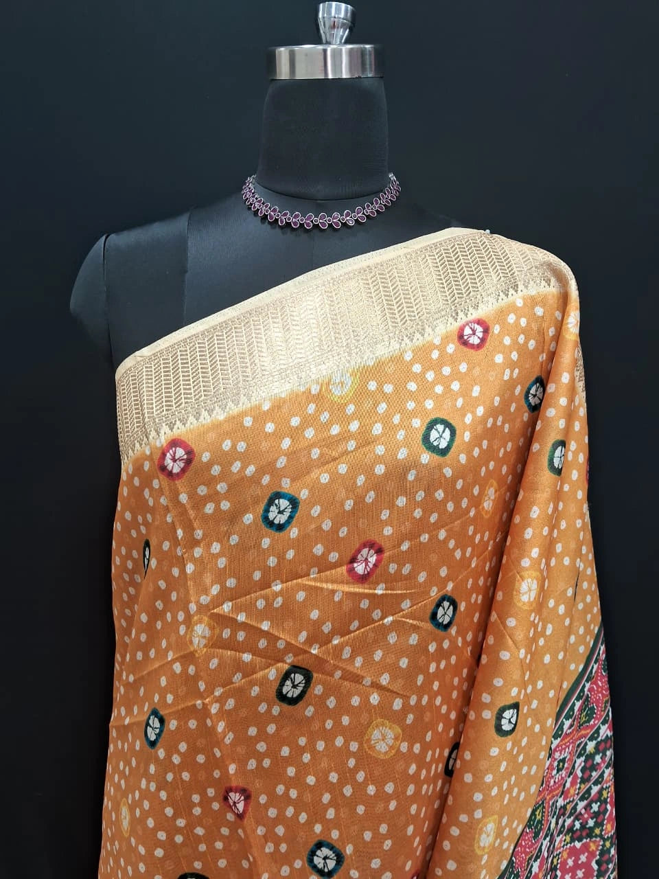 Mango Yellow Semi Tussar Saree 