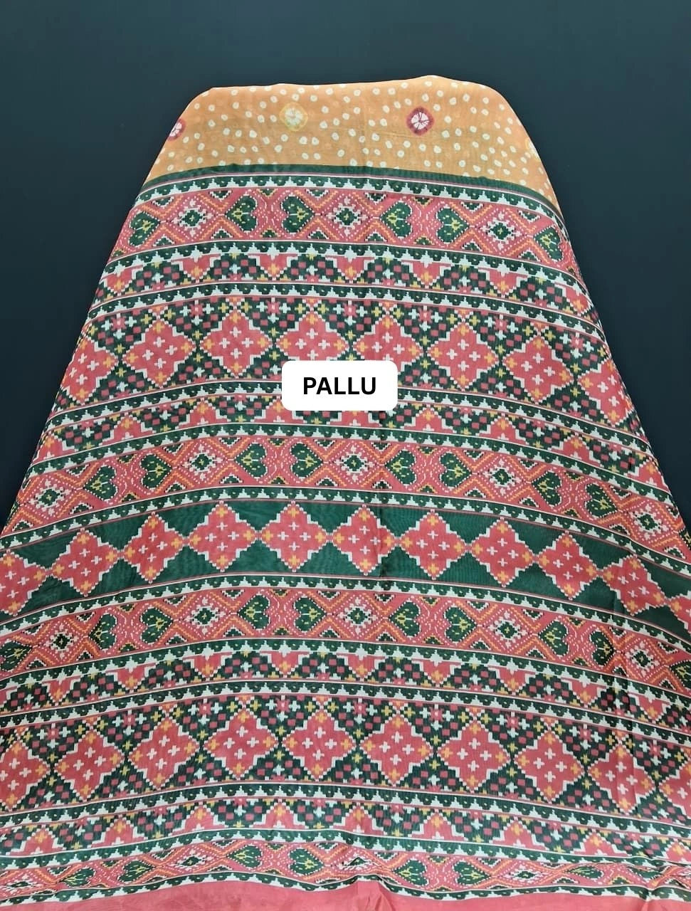 Mango Yellow Semi Tussar Saree pallu