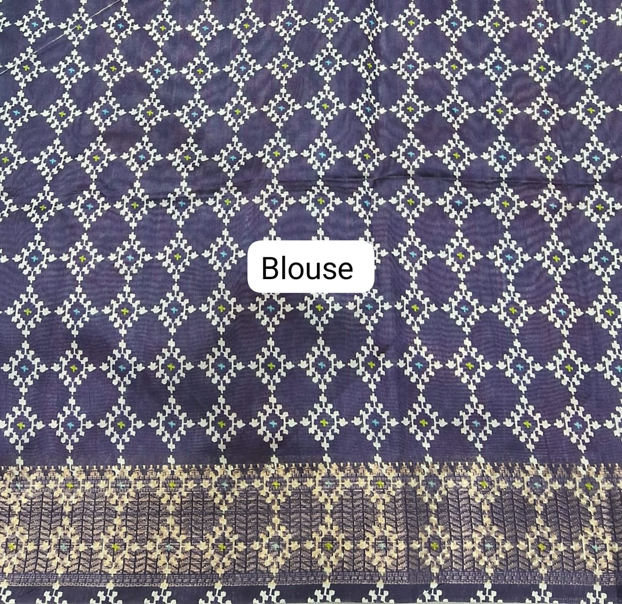 Sky Blue Semi Tussar Saree Blouse