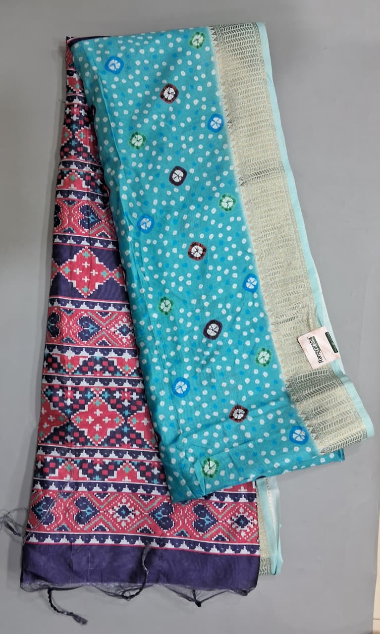 Sky Blue Semi Tussar Saree