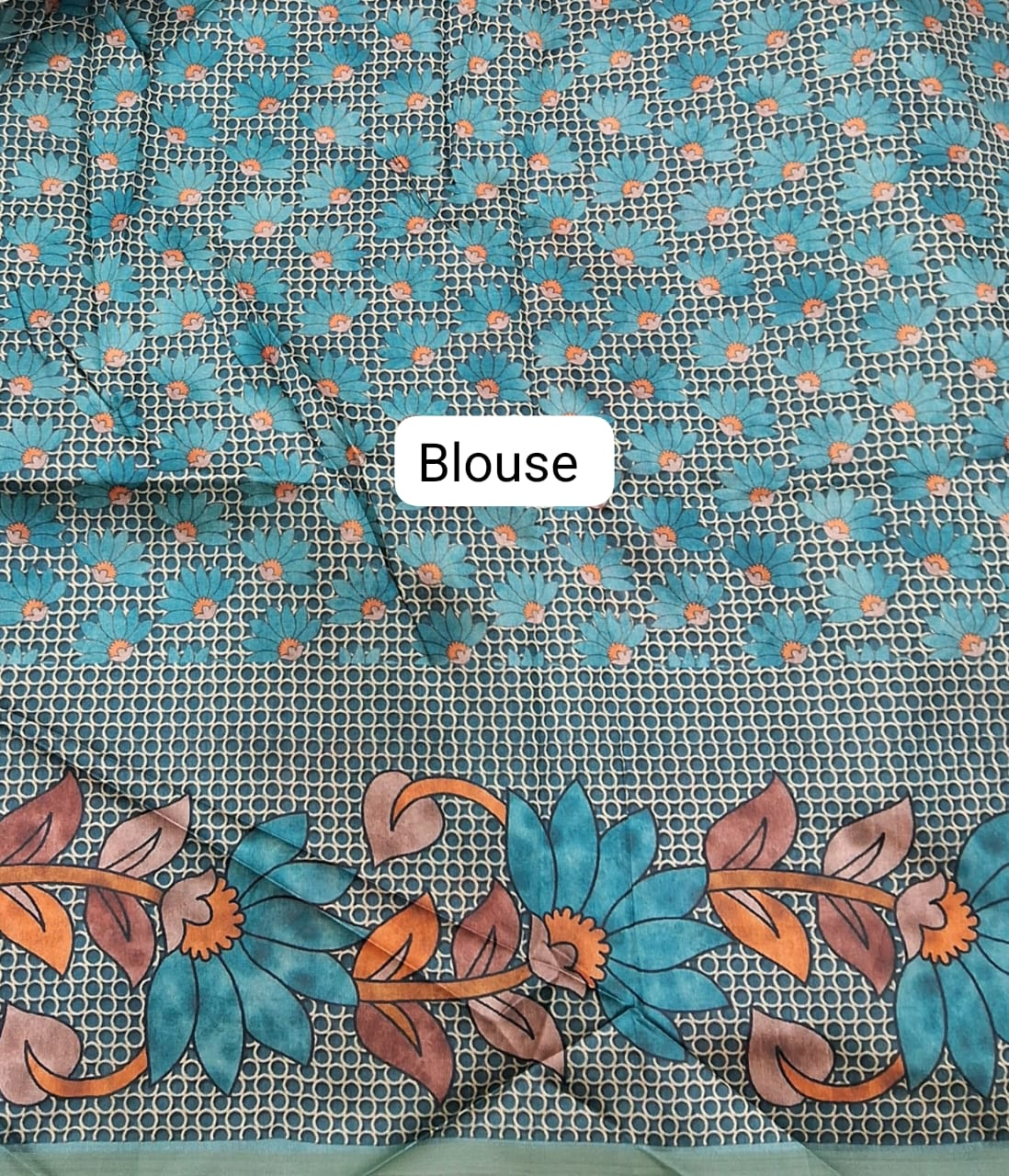 Sky Blue Semi Tussar Saree Blouse