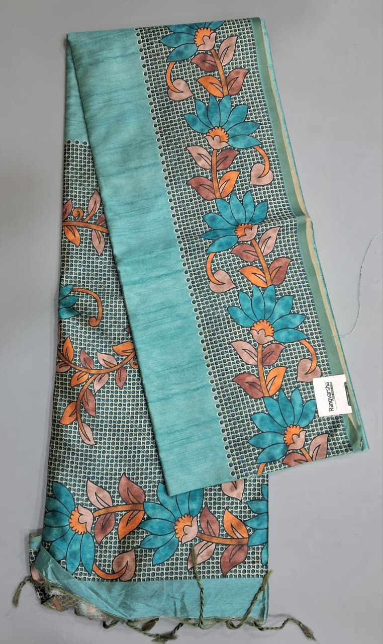 Sky Blue Semi Tussar Saree 