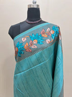 Sky Blue Semi Tussar Saree 