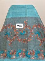 Sky Blue Semi Tussar Saree pallu