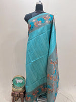 Sky Blue Semi Tussar Saree
