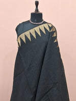 Black Plain Semi Tussar Saree 1