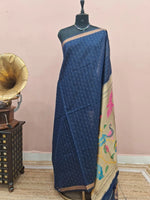 Navy Blue Semi Tussar Saree 