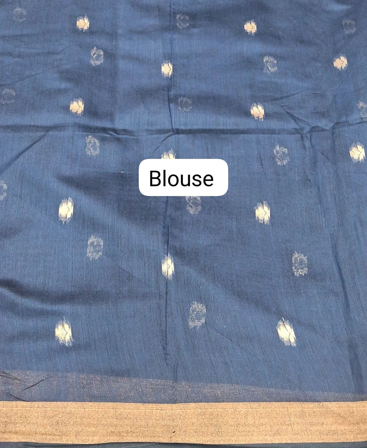 Navy Blue Semi Tussar Saree Blouse