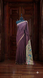 Dark Brown Semi Tussar Saree 