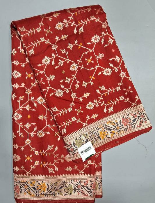 Tomato Red Tussar Georgette Saree