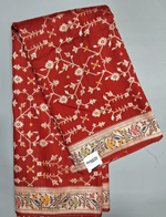 Tomato Red Tussar Georgette Saree
