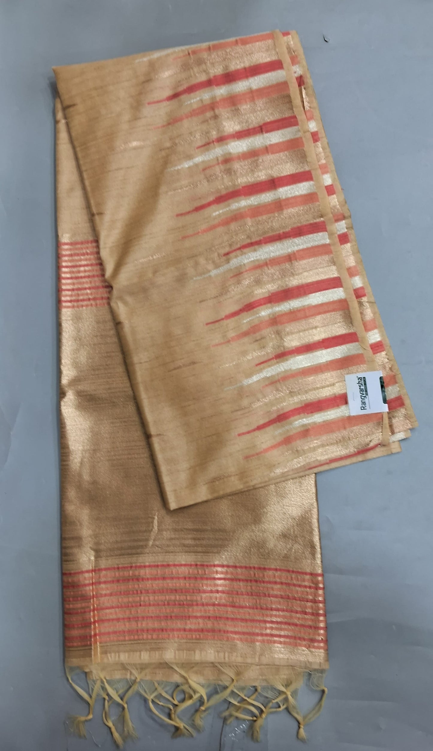Cream Woven Tussar Saree 
