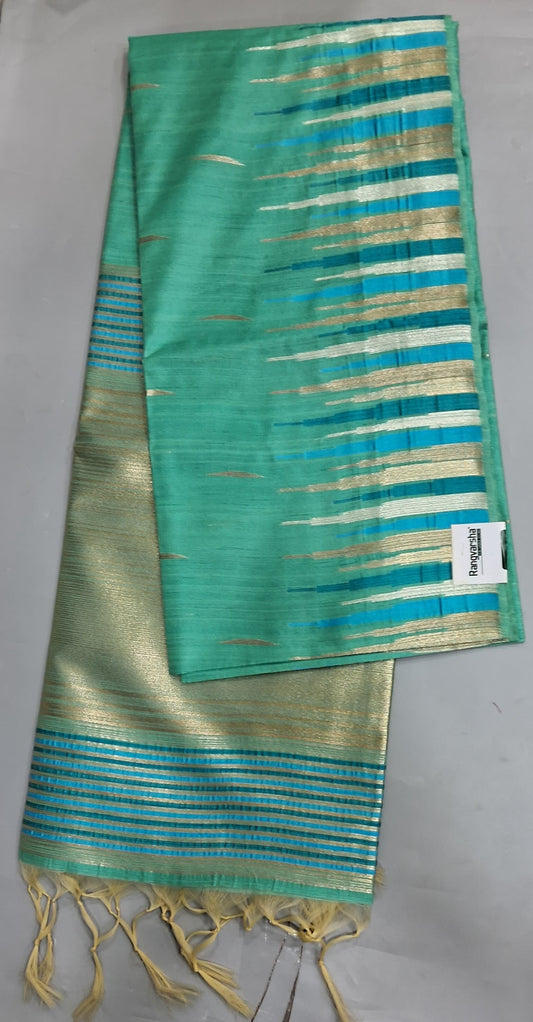 Sea Green Woven Tussar Saree