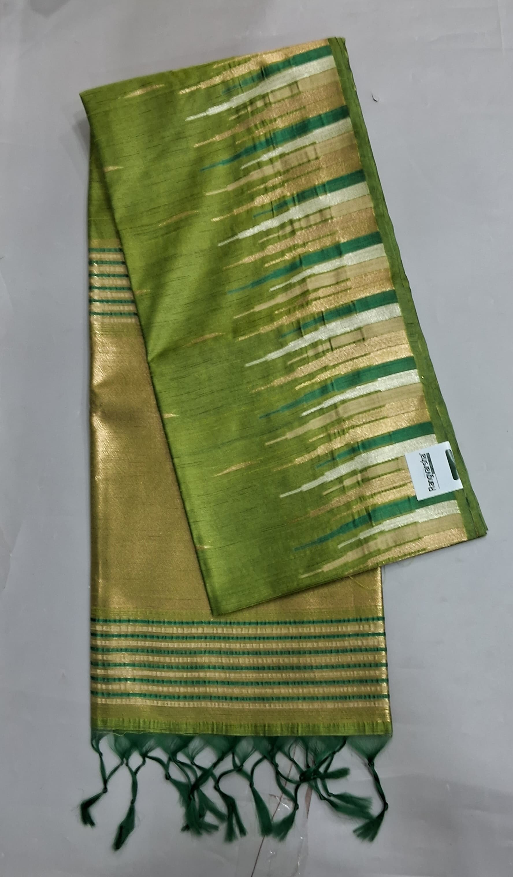 Leaf Green Woven Tussar Saree