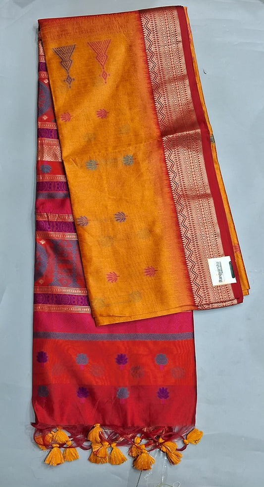 Mango Yellow Woven Tussar Saree 