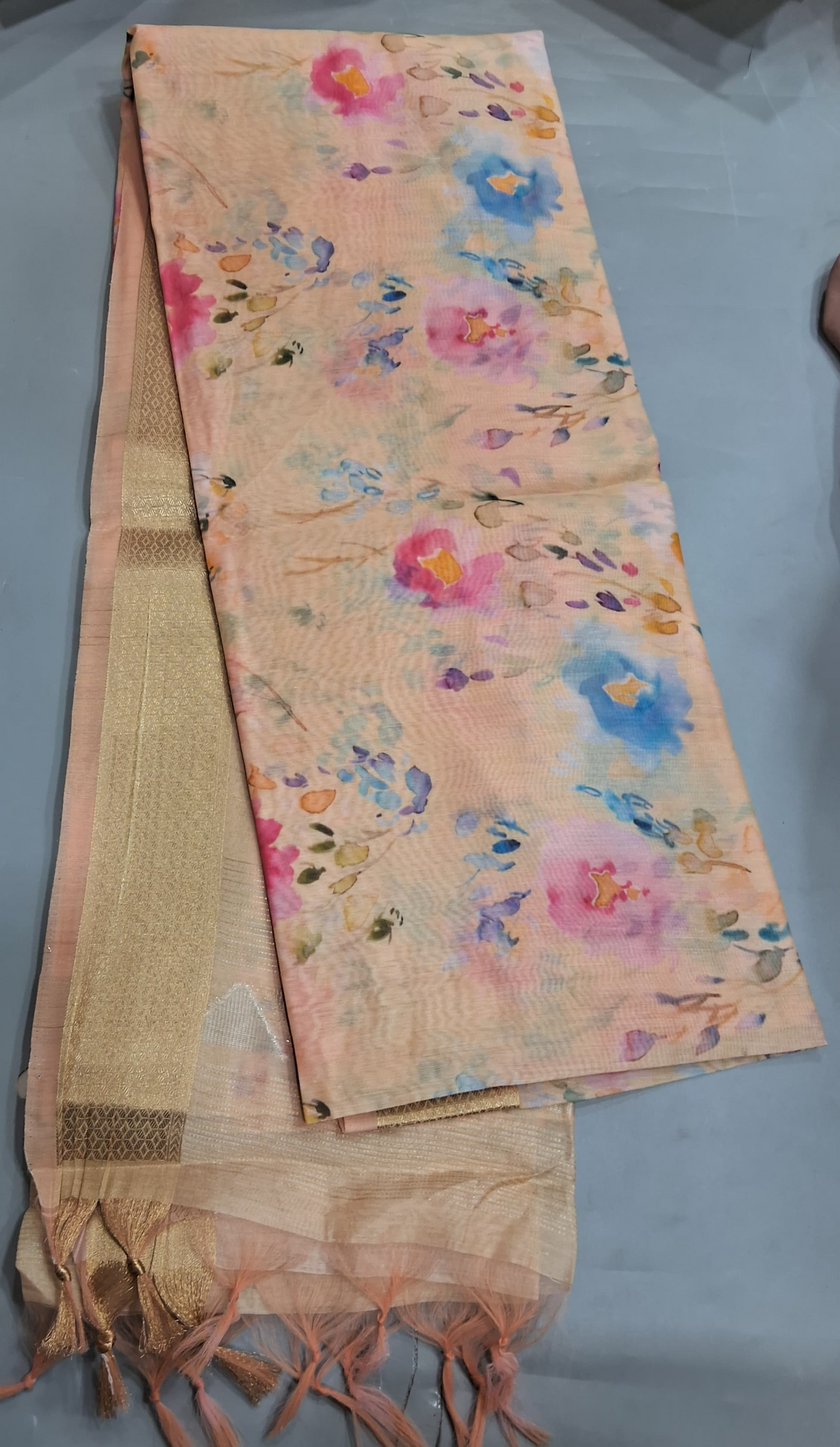 Cream Semi Tussar Saree