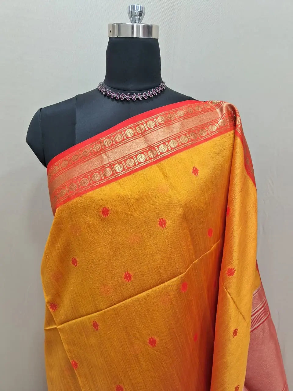Mango Yellow Woven Tussar Saree 1