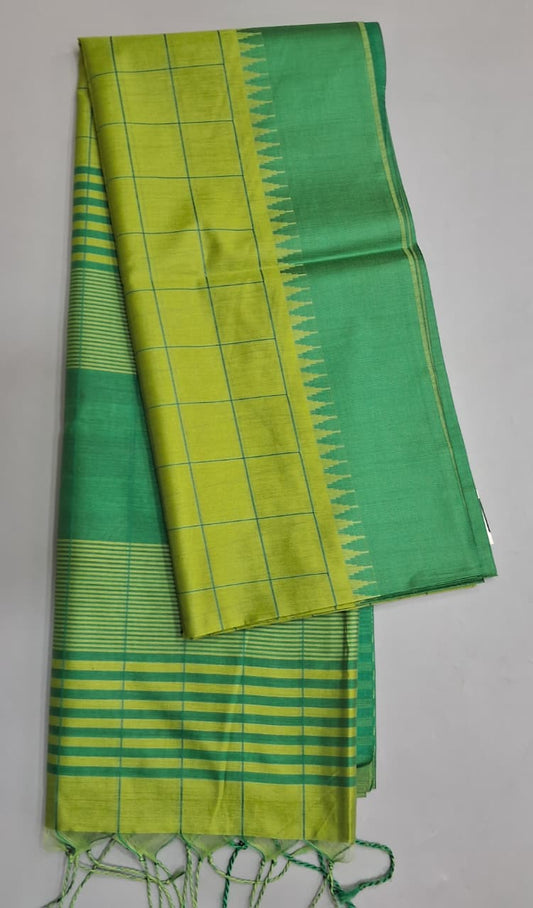 Bright Green Woven Tussar Saree