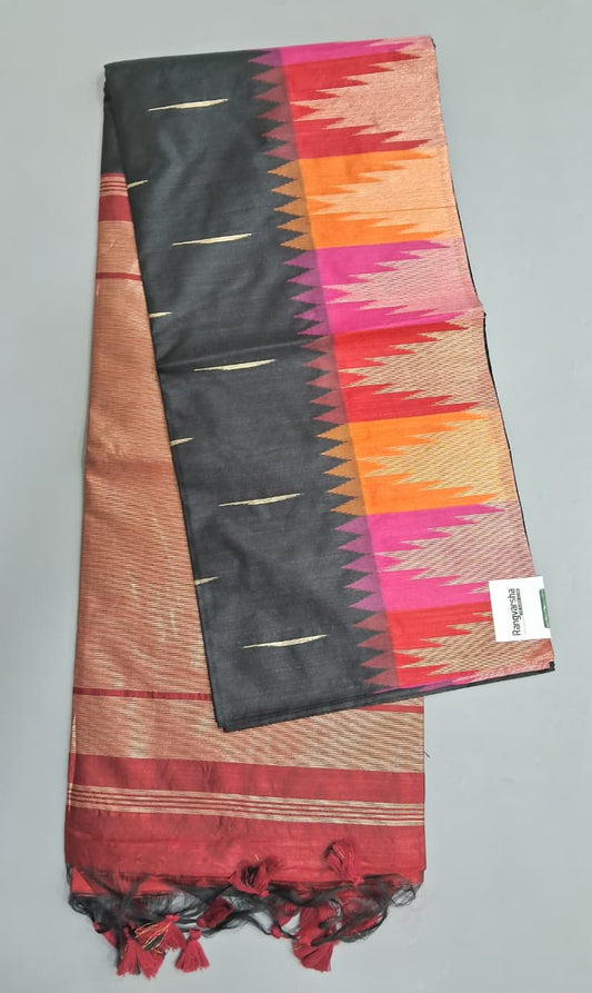 Black Woven Tussar Saree