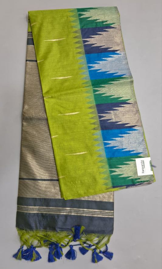 Leaf Green Woven Tussar Saree