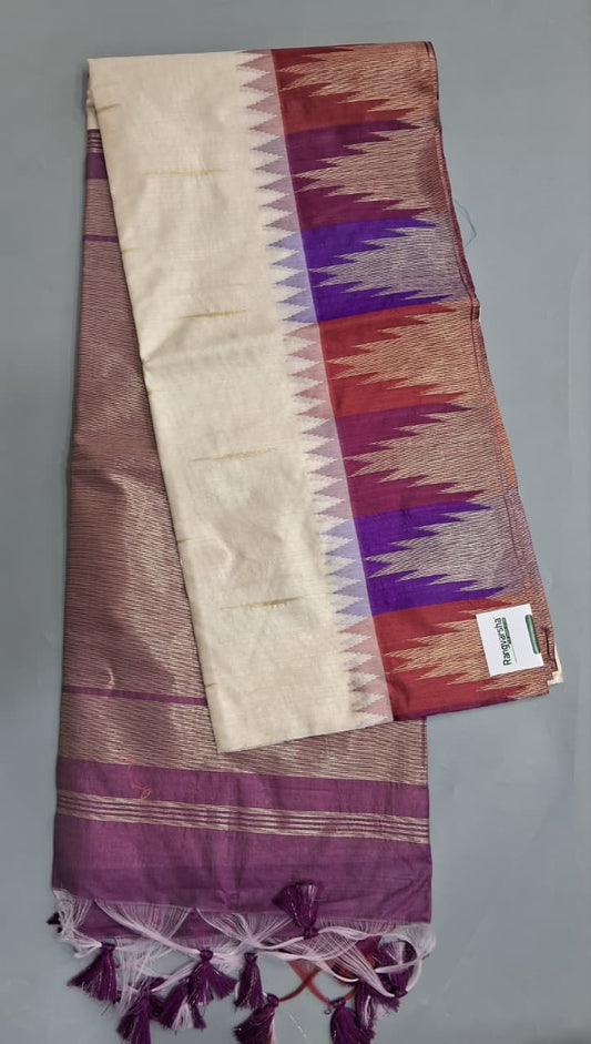 White Woven Tussar Saree