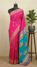 Rani Pink Woven Tussar Saree