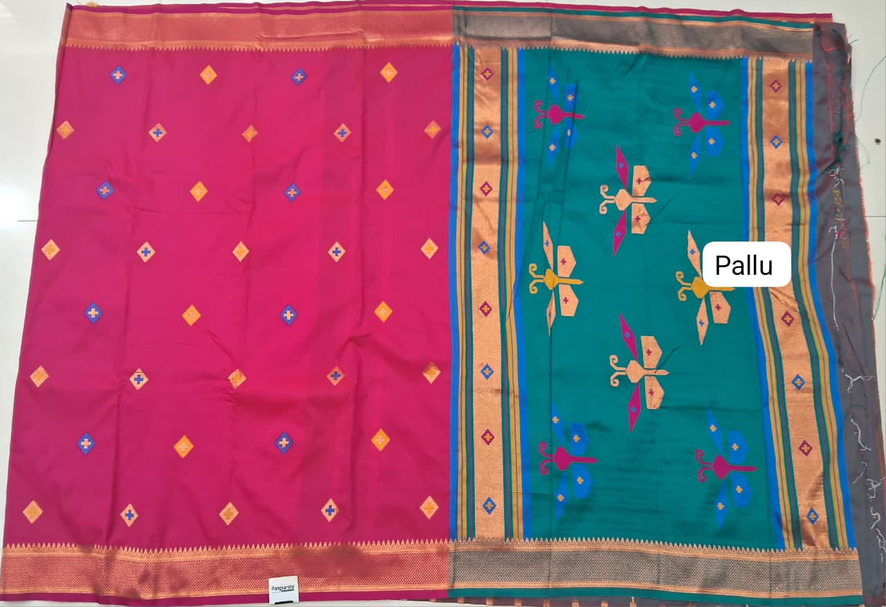 Rani Pink Woven Tussar Saree Pallu