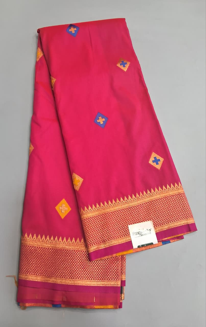 Rani Pink Woven Tussar Saree