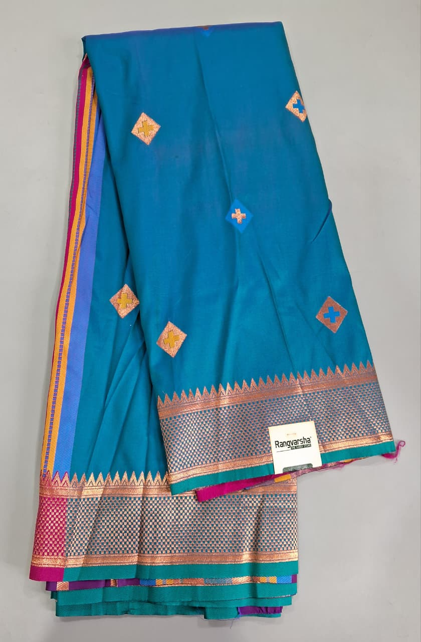 Caribbean Blue Woven Tussar Saree