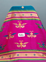 Teal Blue Woven Tussar Saree Pallu