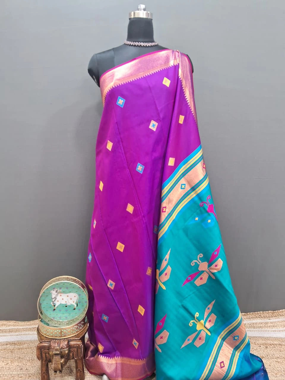 Purple Woven Tussar Saree