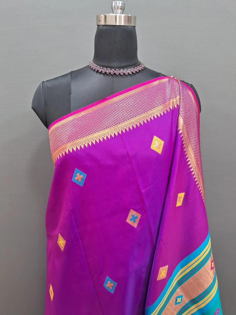 Purple Woven Tussar Saree 1