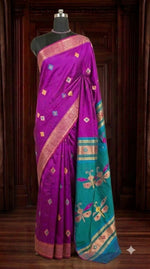 Purple Woven Tussar Saree