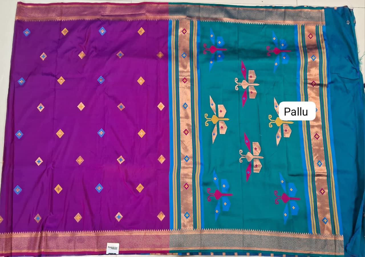 Purple Woven Tussar Saree Pallu