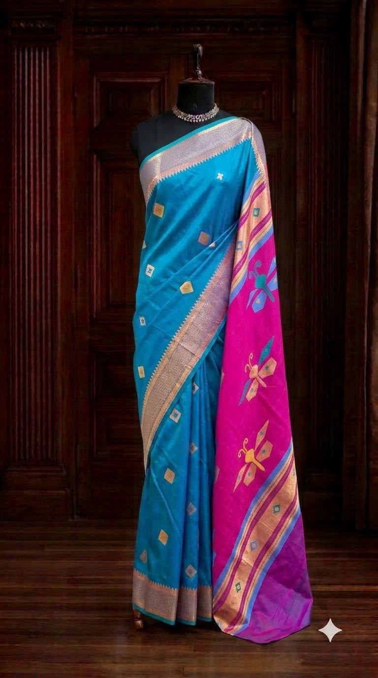 Rama Green Woven Tussar Saree