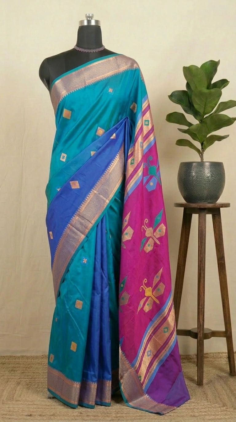 Rama Green Woven Tussar Saree