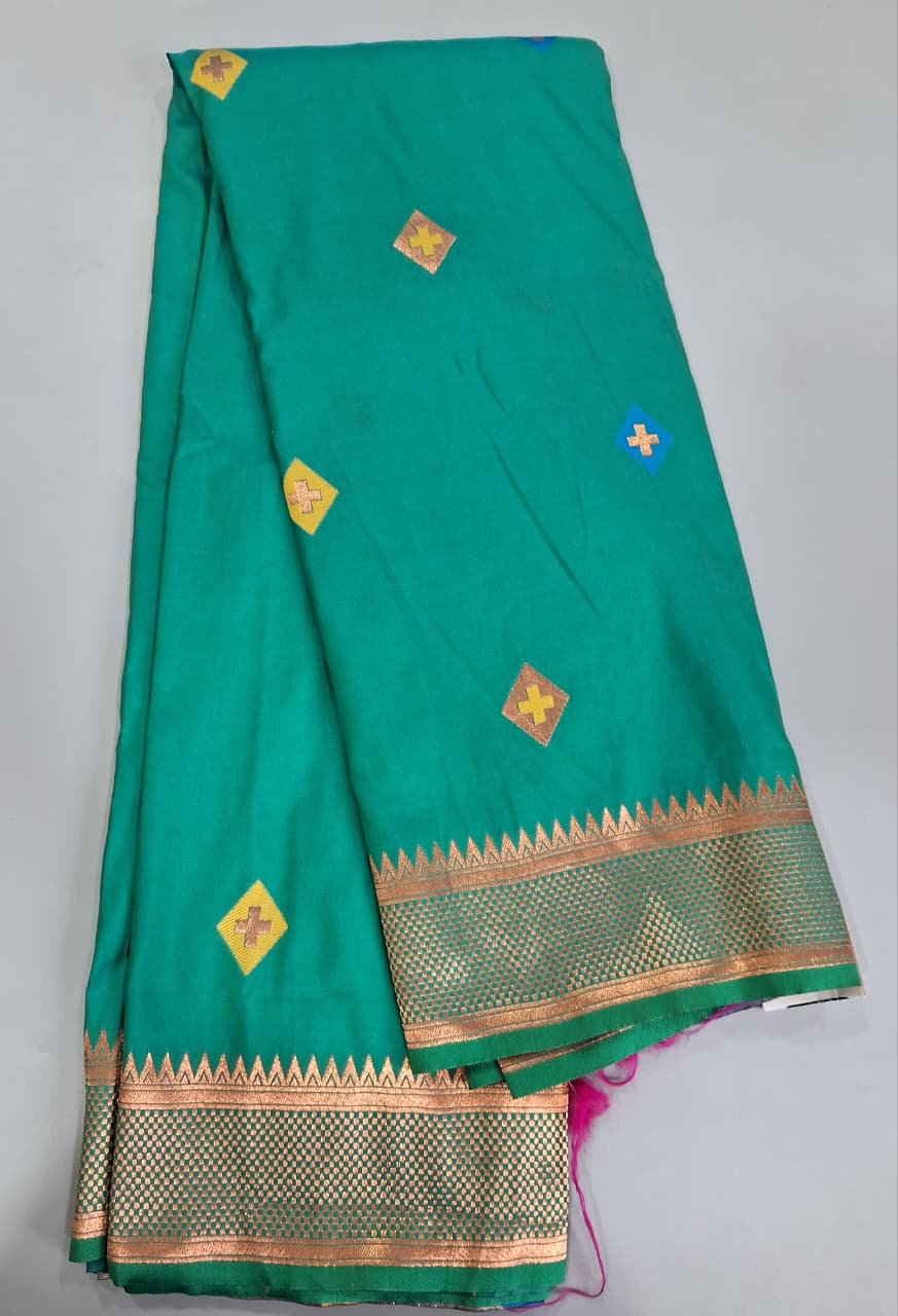 Rama Green Woven Tussar Saree 