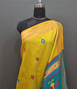 Lemon Yellow Woven Tussar Saree 1