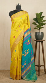 Lemon Yellow Woven Tussar Saree